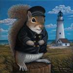 image for My original 8"x8" painting - "Lightkeeper McSquirrel"!
