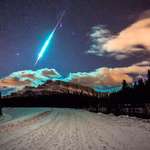 image for A meteor breaking the sky above Banff Rundle Mountain