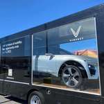 image for A truck carrying a VinFast's EV car is driving around the US to promote the brand