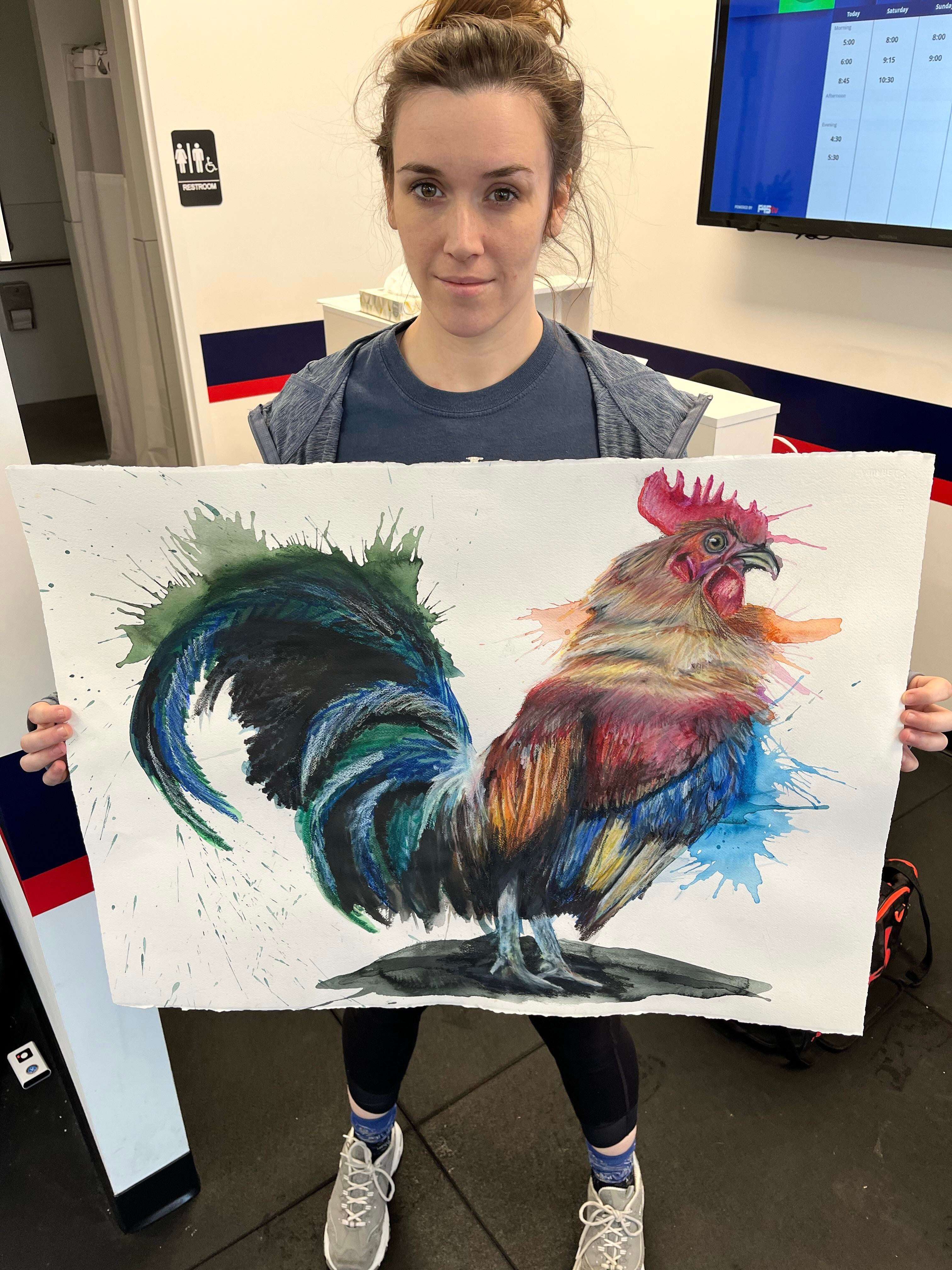 image showing [OC] Had to get a quick picture before it went to its new home. I drew an American Gamefowl.