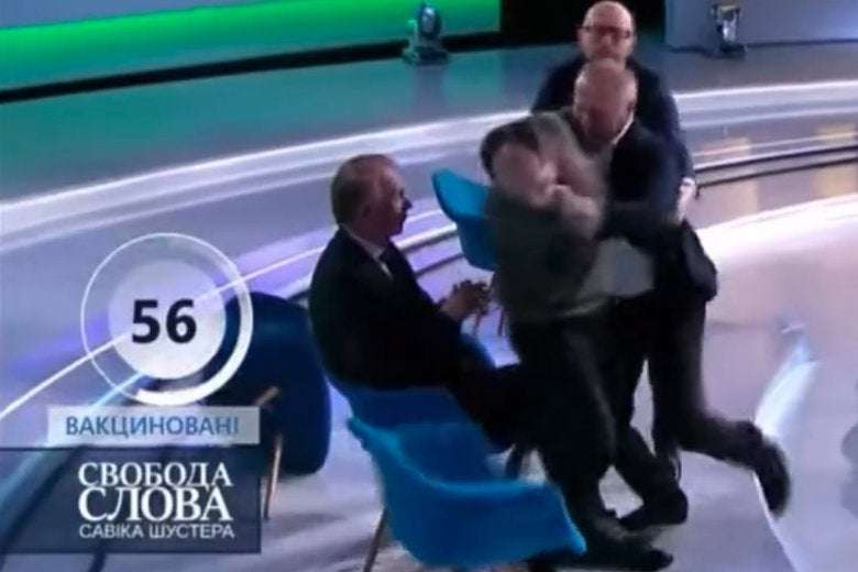 image for Pro-Russia Ukrainian Politician Punched, Put in Headlock by Journalist on Live TV