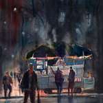 image for [oc] I painted a food cart in watercolor