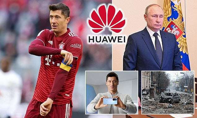 image for Bayern Munich and Poland star Lewandowski cuts his ties with Huawei over Ukraine crisis