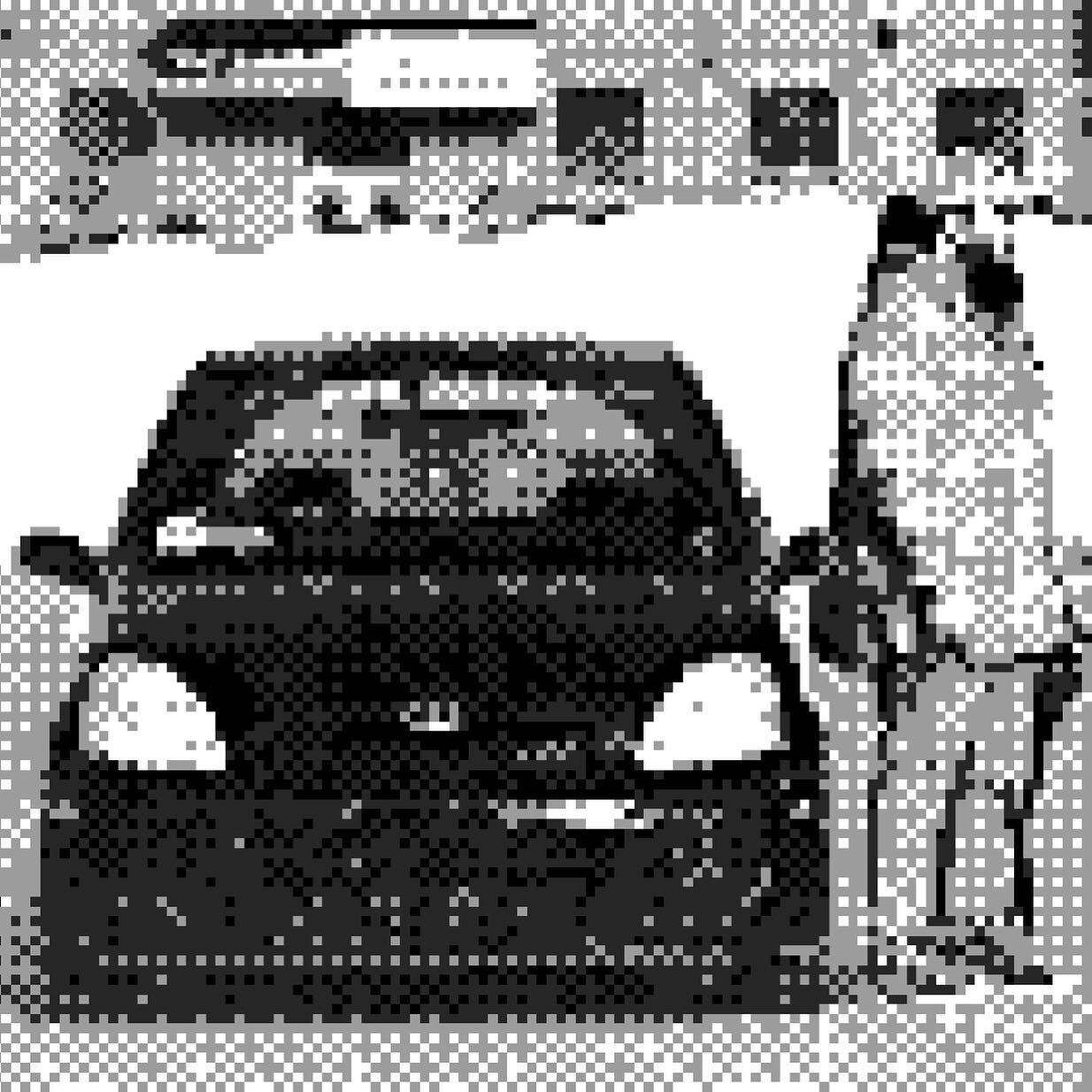 image showing ITAP of my brother and his car with my GameBoy camera