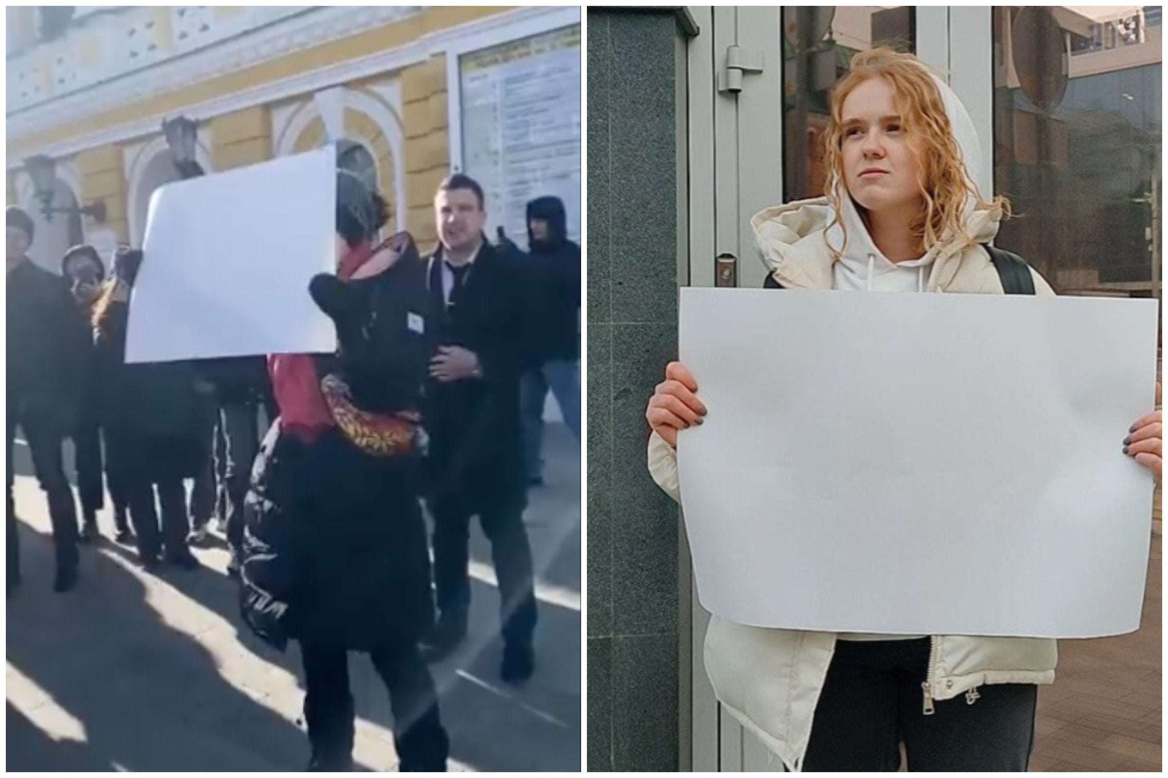 image for Russia Arrests Multiple People for Holding Up Blank Signs