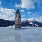 image for ITAP of a church in a frozen lake. South Tirol, Italy.