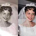 image for Grandmother of a Redditor on her wedding day in Michigan (1958). Restored and Reimagined by Me (2022