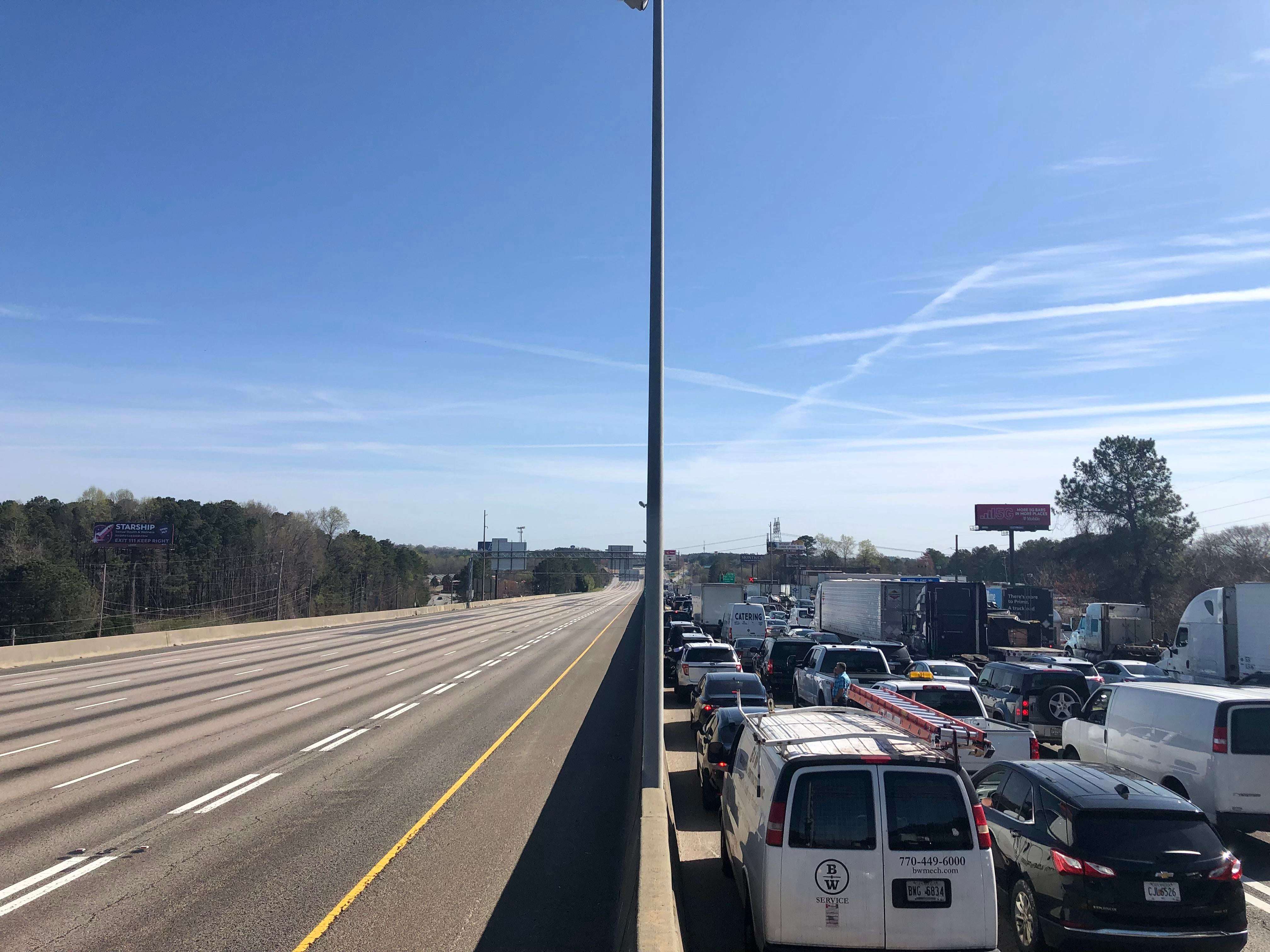 image showing Apocalypse vibes. I-85 shut down in Atlanta [OC]