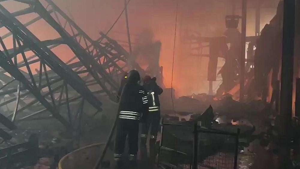 image for Video shows Europe's largest food warehouse on fire after 'deliberate' Russian attack