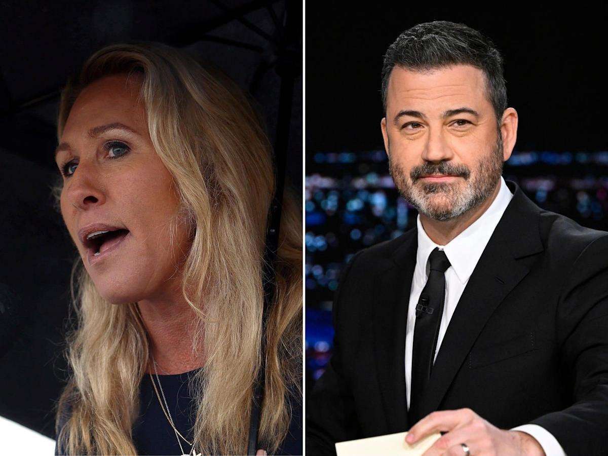 image for Rep. Marjorie Taylor Greene says she reported Jimmy Kimmel to the Capitol Police for a 'threat of violence' after he made a Will Smith joke about her