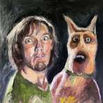 image for An oil painting I did of Matthew Lillard and Scooby in the movie Scooby Doo (2002) [OC]