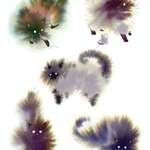 image for Floofers I painted with ink + watercolor