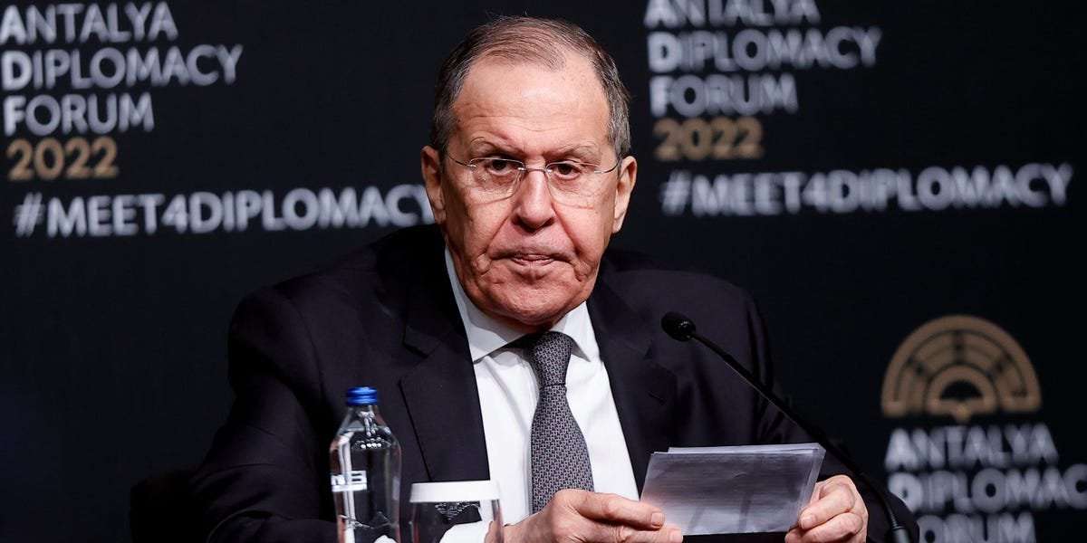 image for Russian foreign minister says Russia's war with Ukraine is 'meant to put an end' to US world domination and NATO expansion