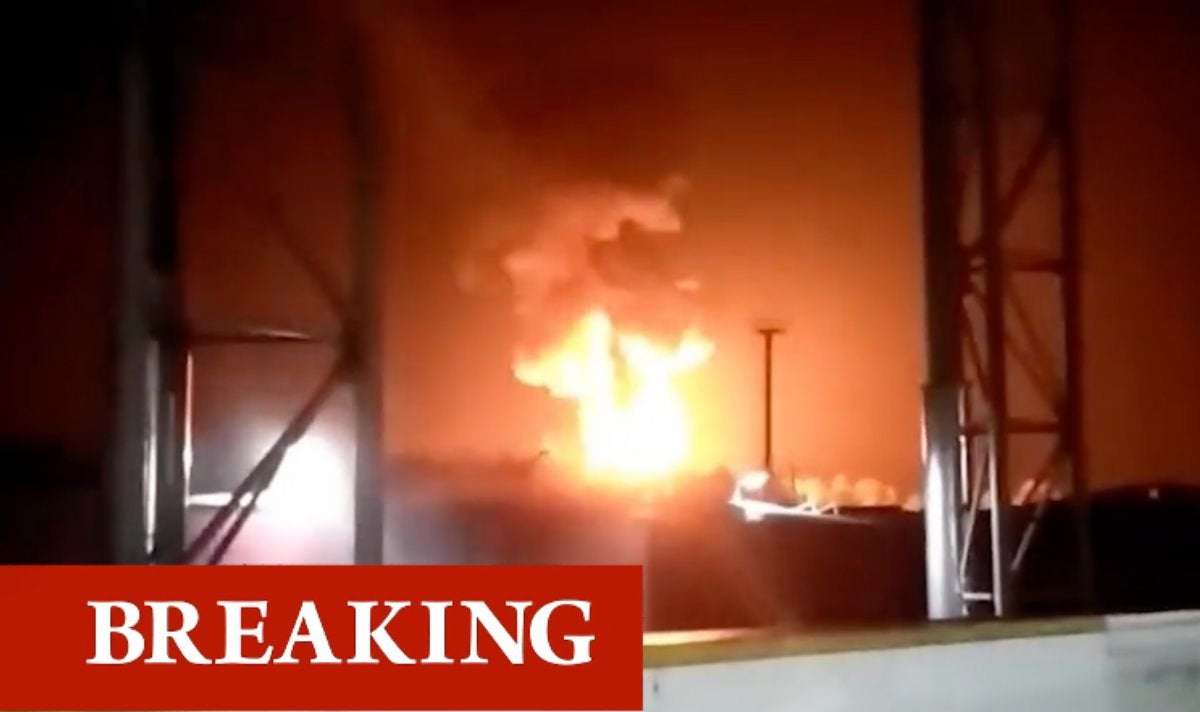 image for Russia rocked by two huge explosions as fuel depot erupts in flames after 'Ukraine strike'