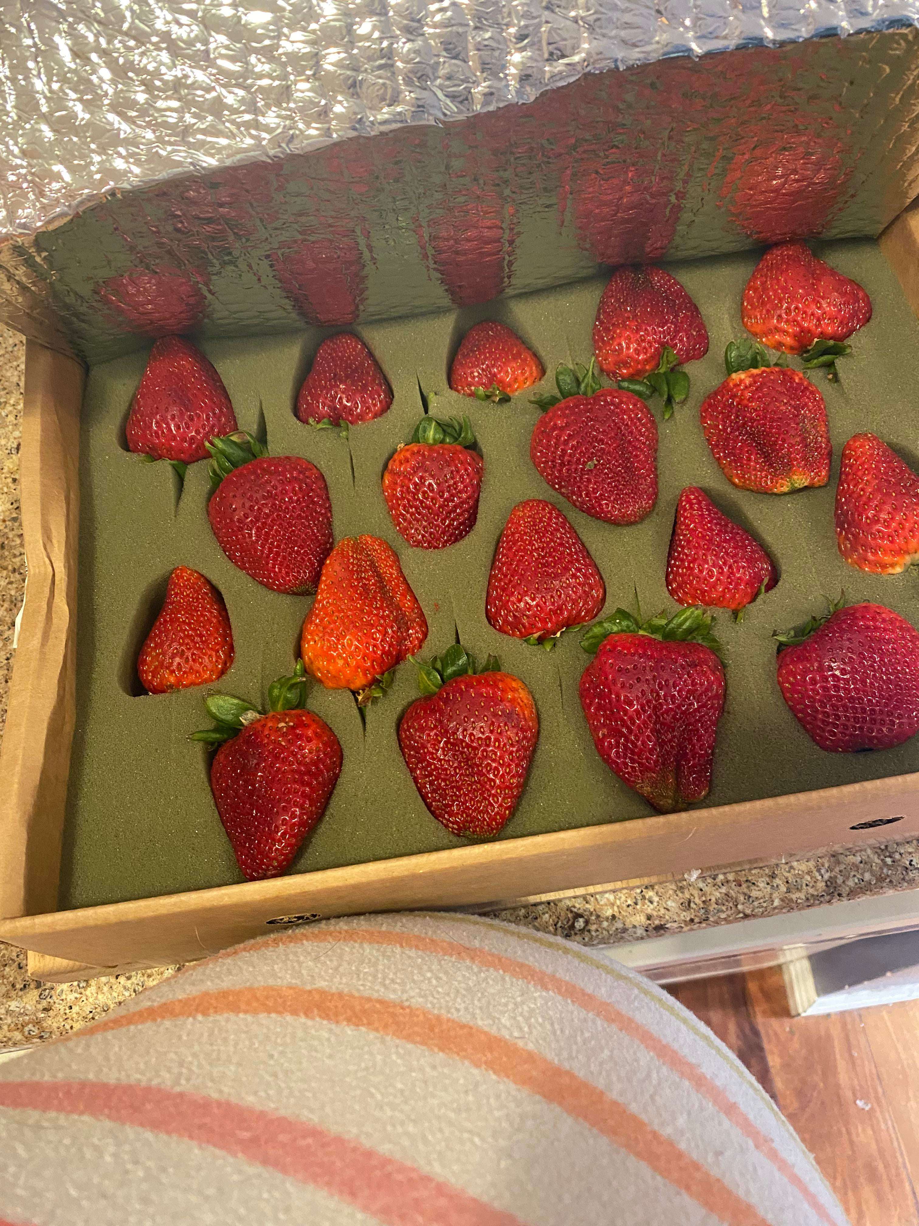 image showing [OC] My grandma sends me fruit in the mail because I’m pregnant. Today it’s strawberries!