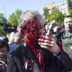 image for Russia’s ambassador to Poland, Sergey Andreev, covered with red paint in Warsaw