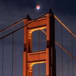 image for ITAP of last night's Blood Moon over the north tower of the Golden Gate Bridge.