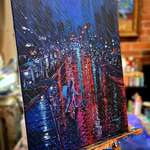 image for "When The Rain Falls" One of my best rainy city acrylic paintings.