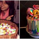 image for my first ever crazy candy cake vs one of my latest ones