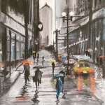 image for New York city rain, by me, pastels, 2022.