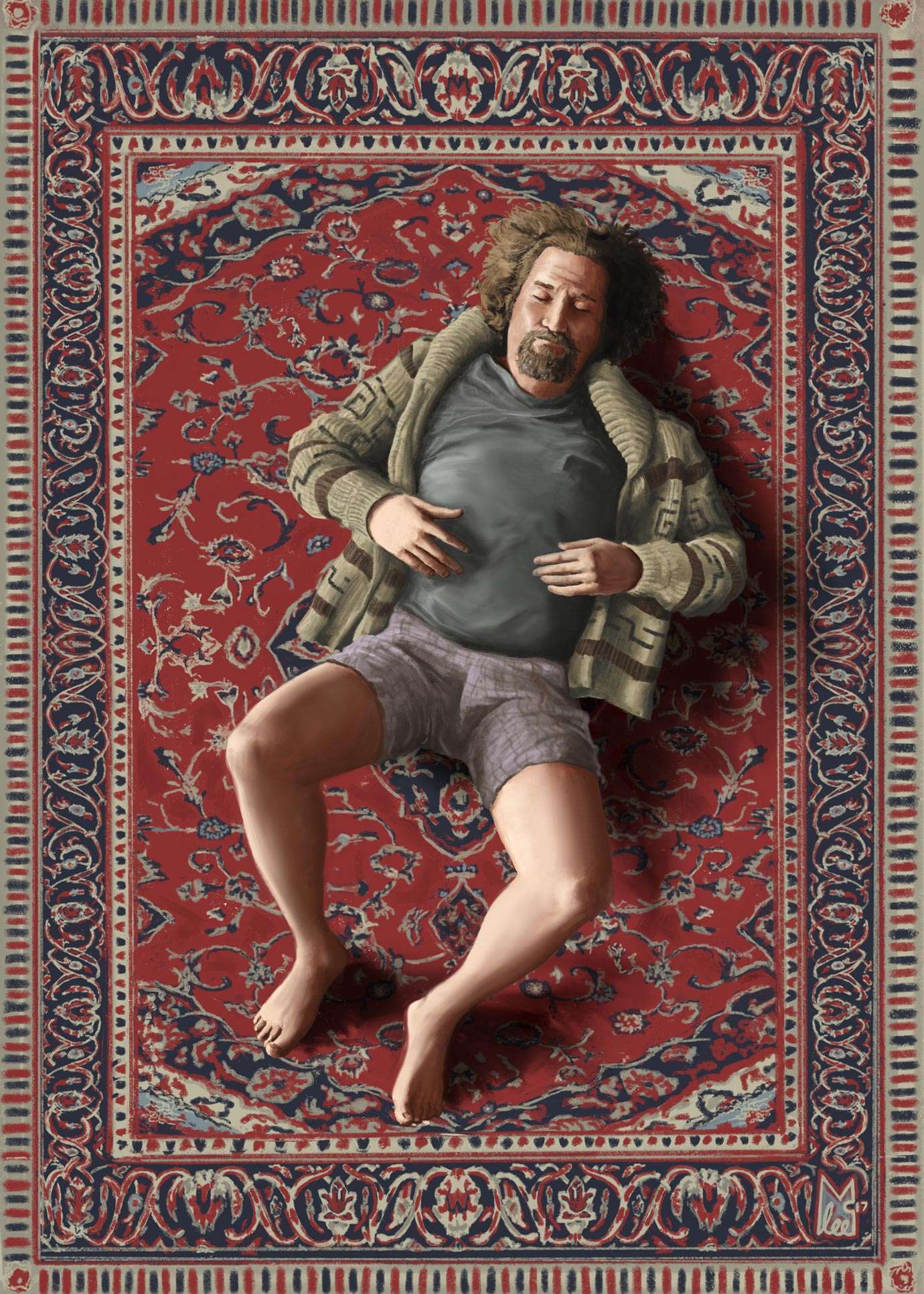 image showing I painted The Dude from The Big Lebowski, spent far too long on the rug detail!