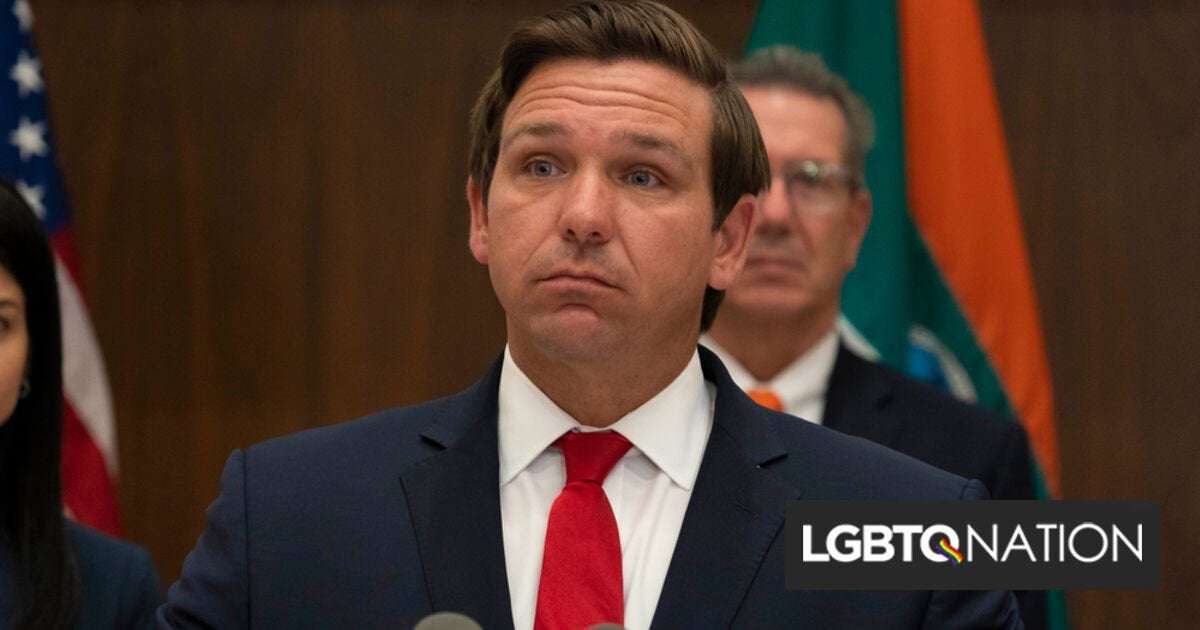 image for Ron DeSantis “will not tolerate hatred towards LGBTQ” people after fomenting hatred for a year
