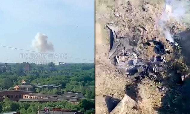 image for 'Ukrainian missile' hits military base 40 miles inside Russia