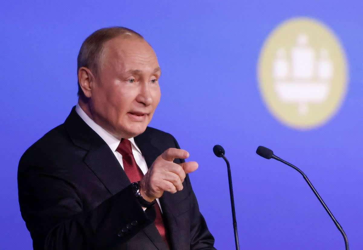 image for Putin blasts West in 73-minute rant after cyber attack delays speech