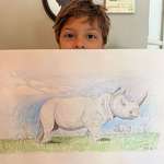 image for [OC] My son drew this rhino in his summer art class this week.