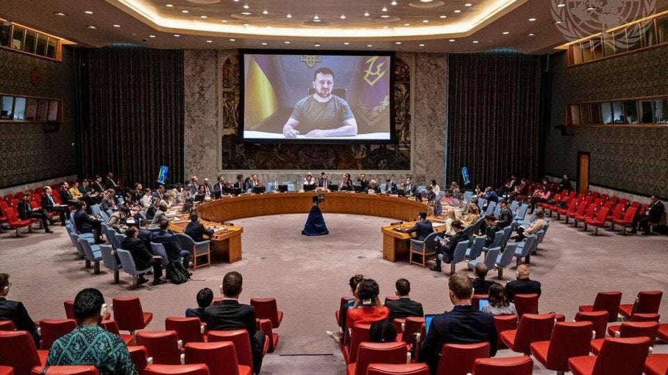 image for Zelenskyy calls Russia terror state, demands expulsion from U.N.