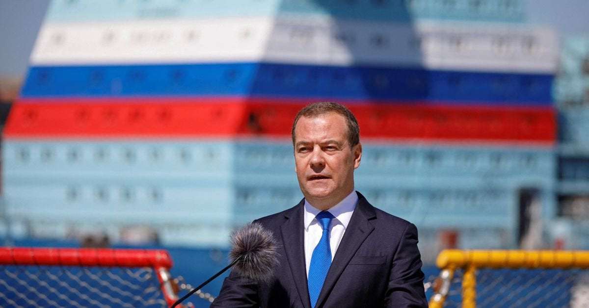 image for Russia's Medvedev says sanctions could be justification for war