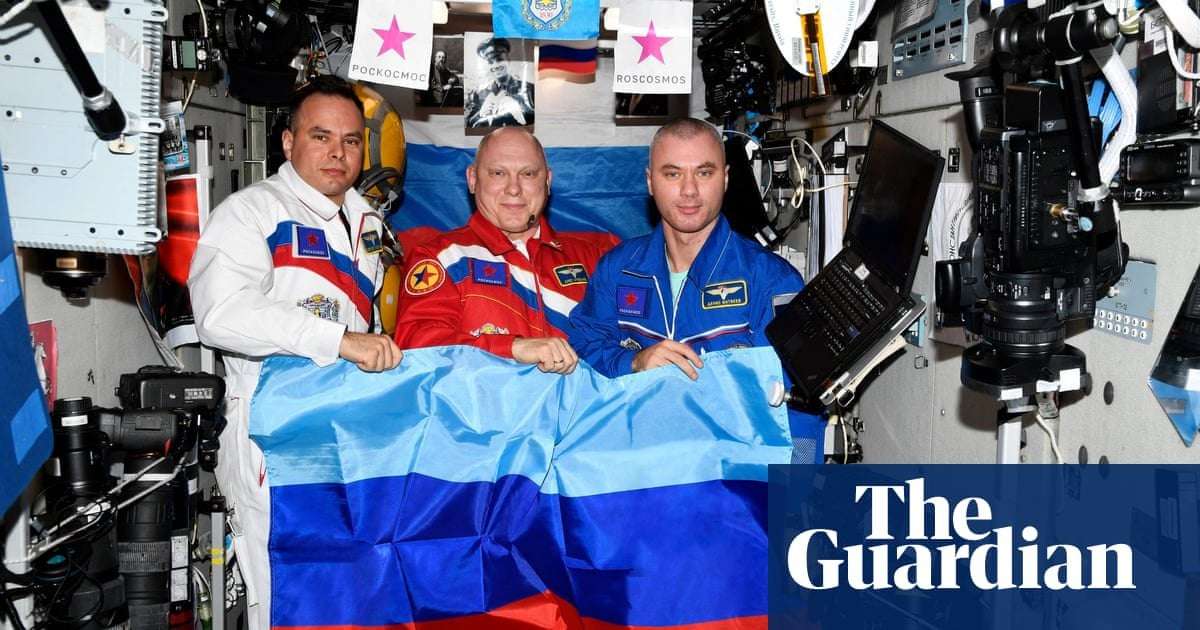 image for Russia releases photo of cosmonauts holding Luhansk flag on ISS
