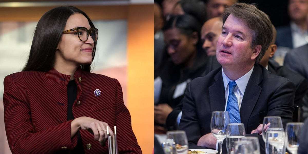 image for AOC mocks Brett Kavanaugh for skipping dessert at DC steakhouse amid protests outside: 'The least they could do is let him eat cake'