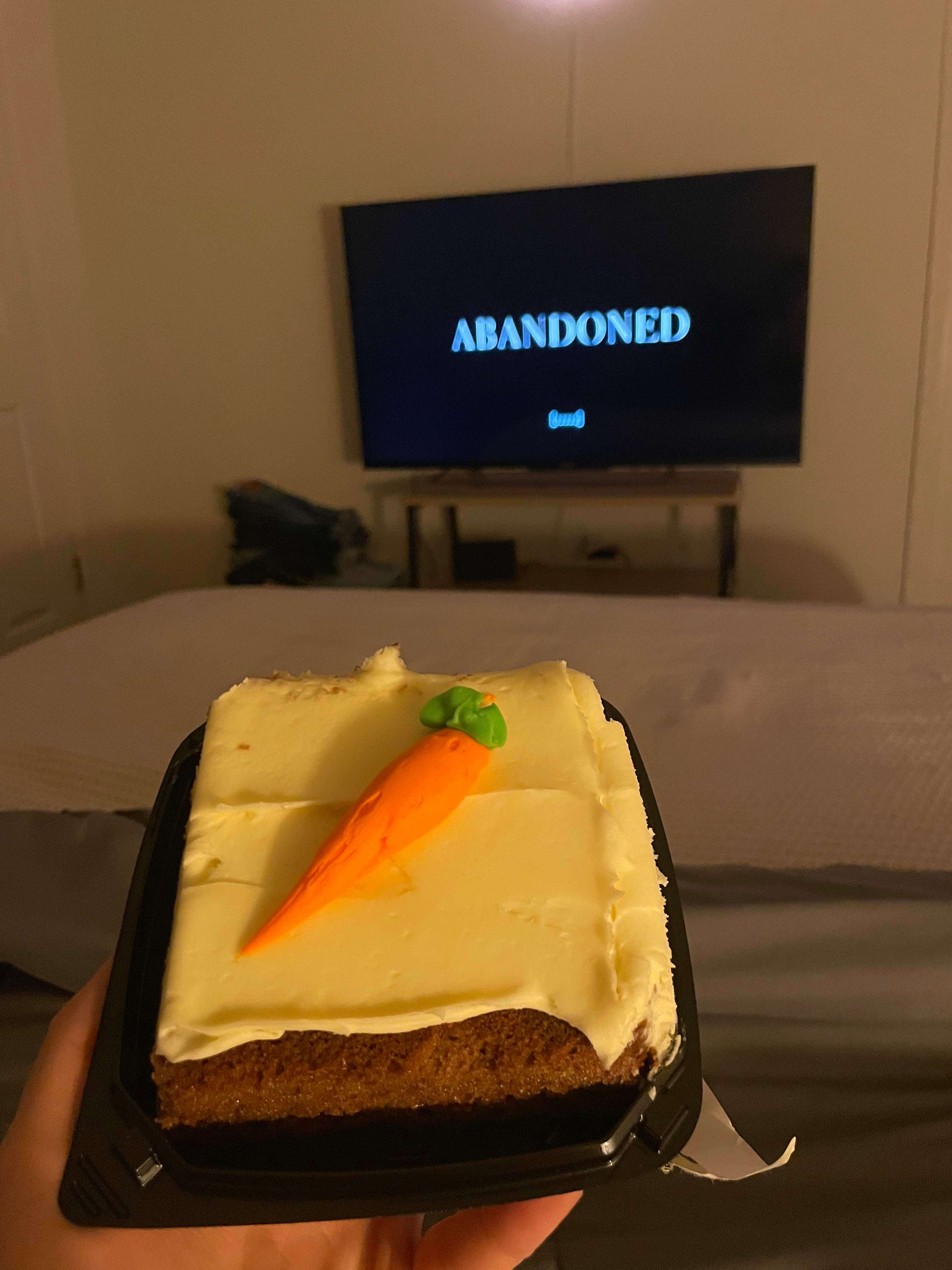 image showing [OC] Carrot cake & a scary movie that actually really sucks.. oh well happy 31st birthday to me :)