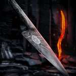 image for This is what a blade forged from 4.5 billion year old meteorite and damascus steel looks like. [OC]
