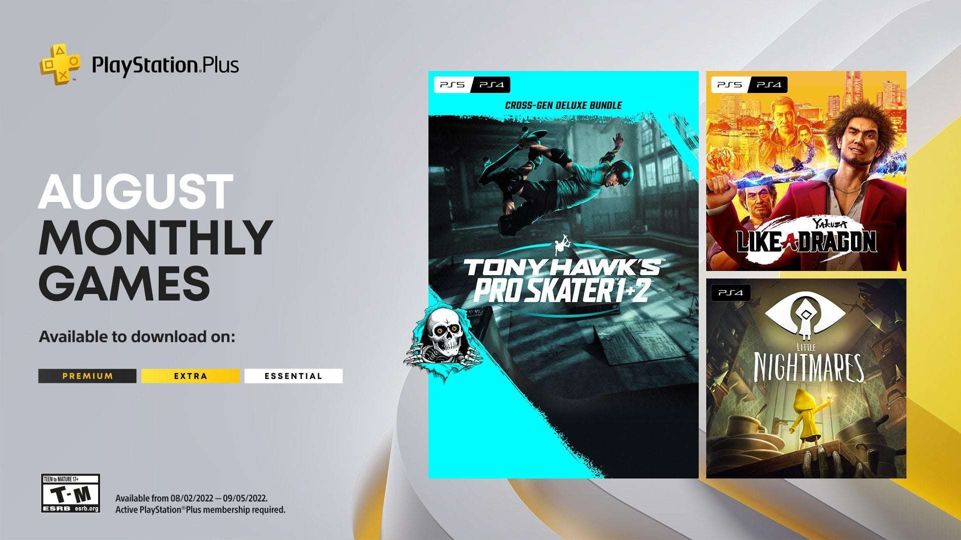 image for PlayStation Plus Monthly Games for August: Yakuza: Like A Dragon, Tony Hawk’s Pro Skater 1+2, Little Nightmares
