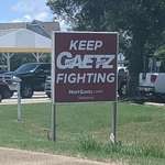 image for [OC] Someone keeps putting stickers over Matt Gaetz campaign billboard in his home district.