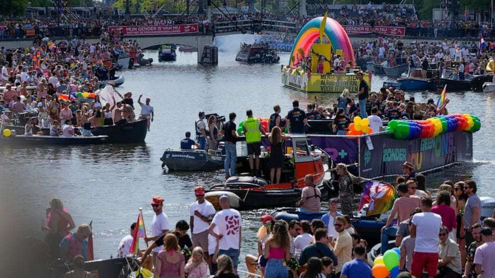 image for Pride on the canal: Huge crowds at Amsterdam water parade