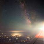 image for I caught a meteor streaking past the Milky Way on my red eye flight!