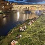 image for ITAP of people having dinner near Arno river in Florence