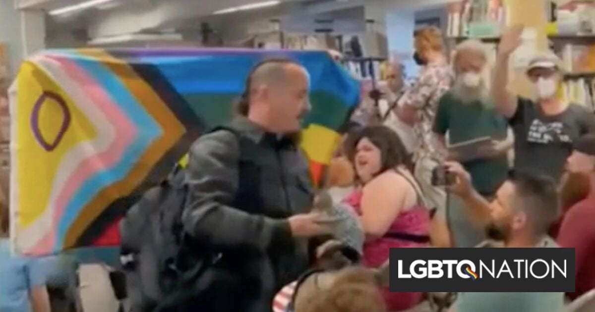 image for Parents & audience members stand up to protester trying to disrupt a drag story event