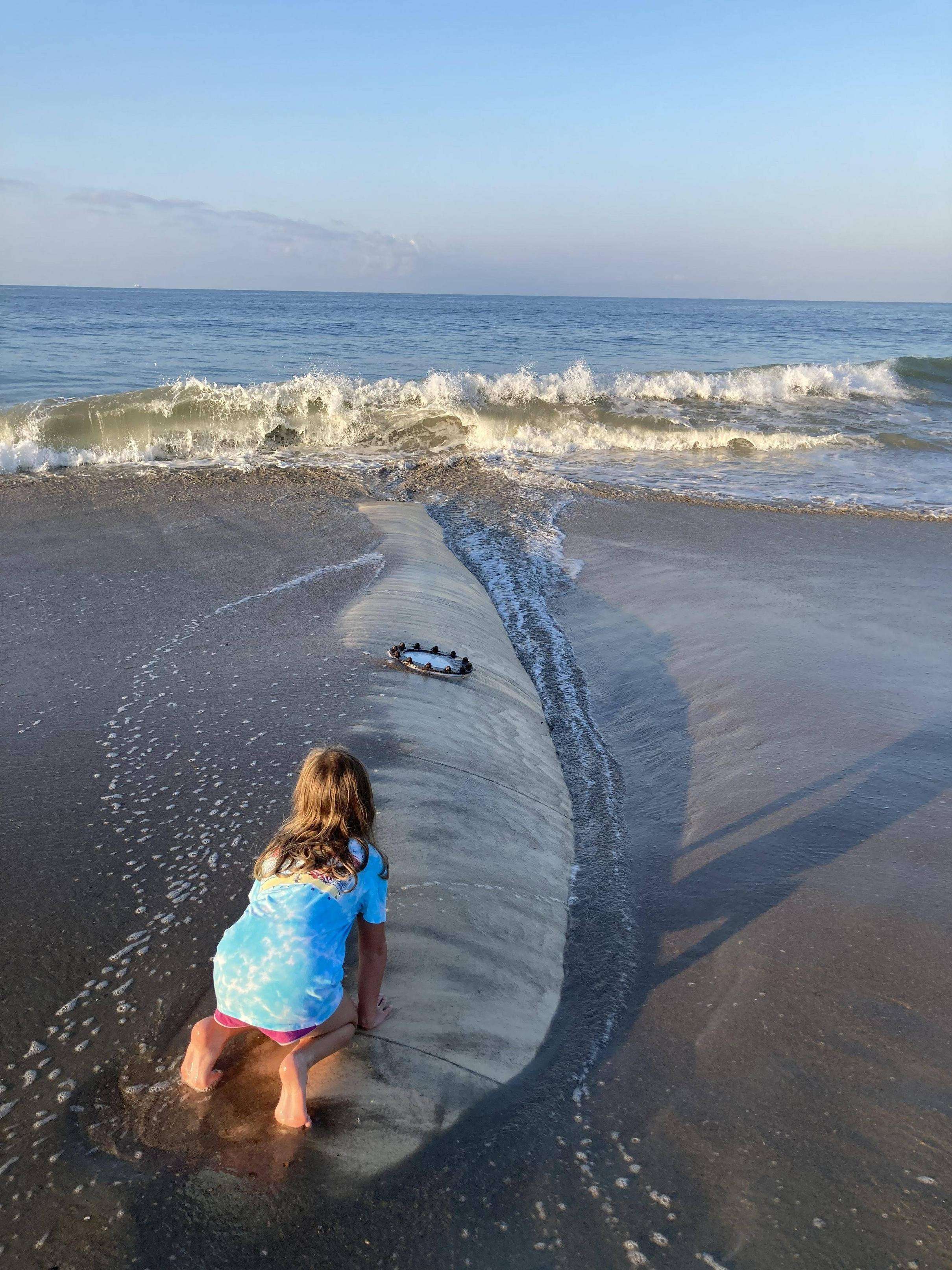 image showing My daughter found a large submarine on the beach