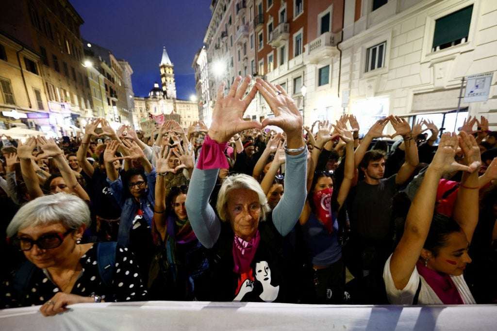 image for Italians march for abortion rights after far-right election victory