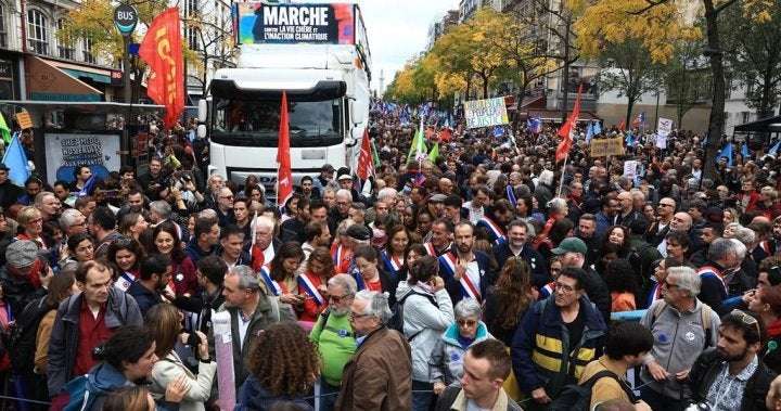 image for Thousands march in Paris against rising cost of living, climate inaction - National