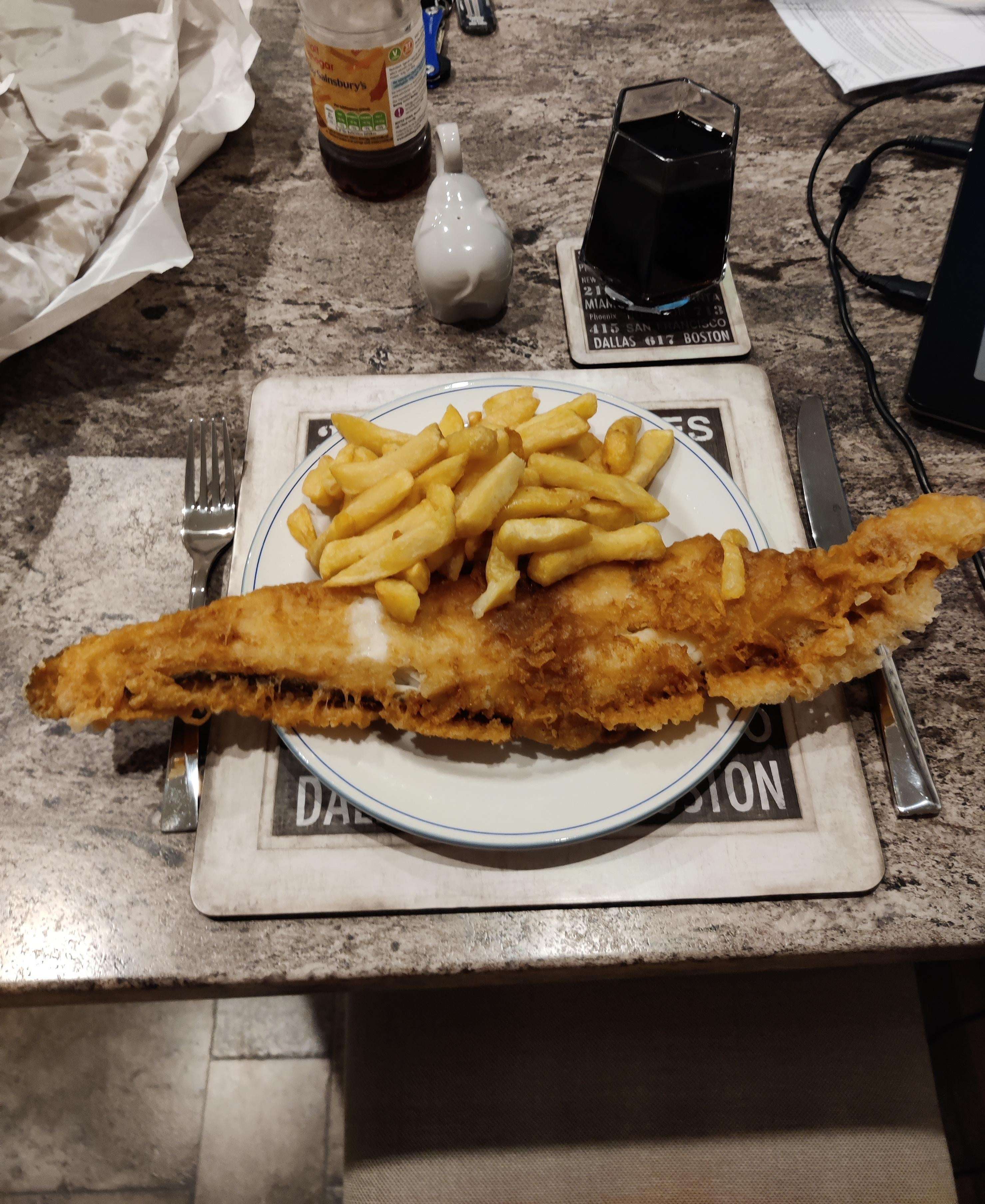 image showing I tried a new fish and chip shop ordered a regular cod and chips. This is what I got.