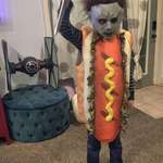 image for When your kiddo wants to be both a hot dog and Michael Myers... Oscar Myers is born.