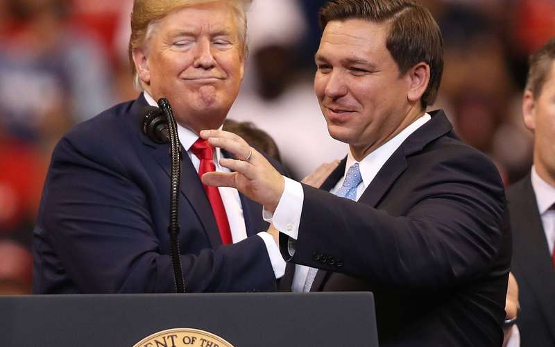 image for Donald Trump Says He 'Sent in the FBI' To Stop Ron DeSantis Losing Election