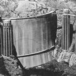 image for The rarely seen back of the Hoover Dam before it was filled with water, 1936.