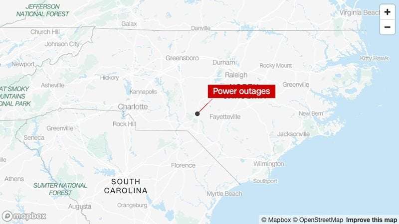 image for A power outage in North Carolina is being investigated as a 'criminal occurrence,' authorities say