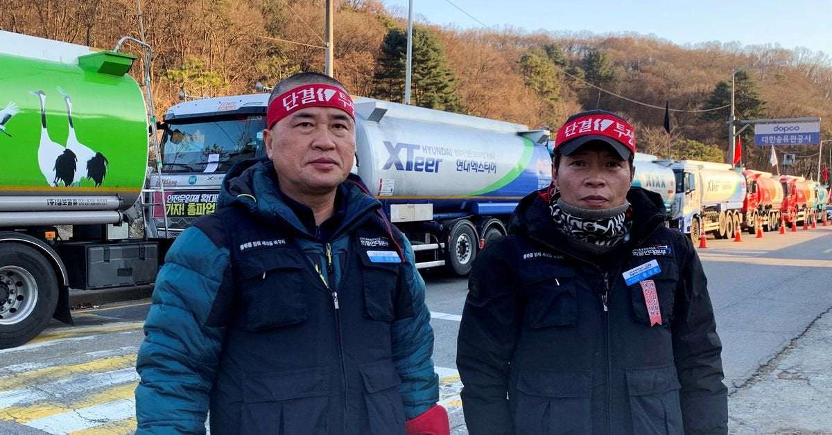 image for 'We are not your enemy', say South Korean truckers striking for minimum wage protections